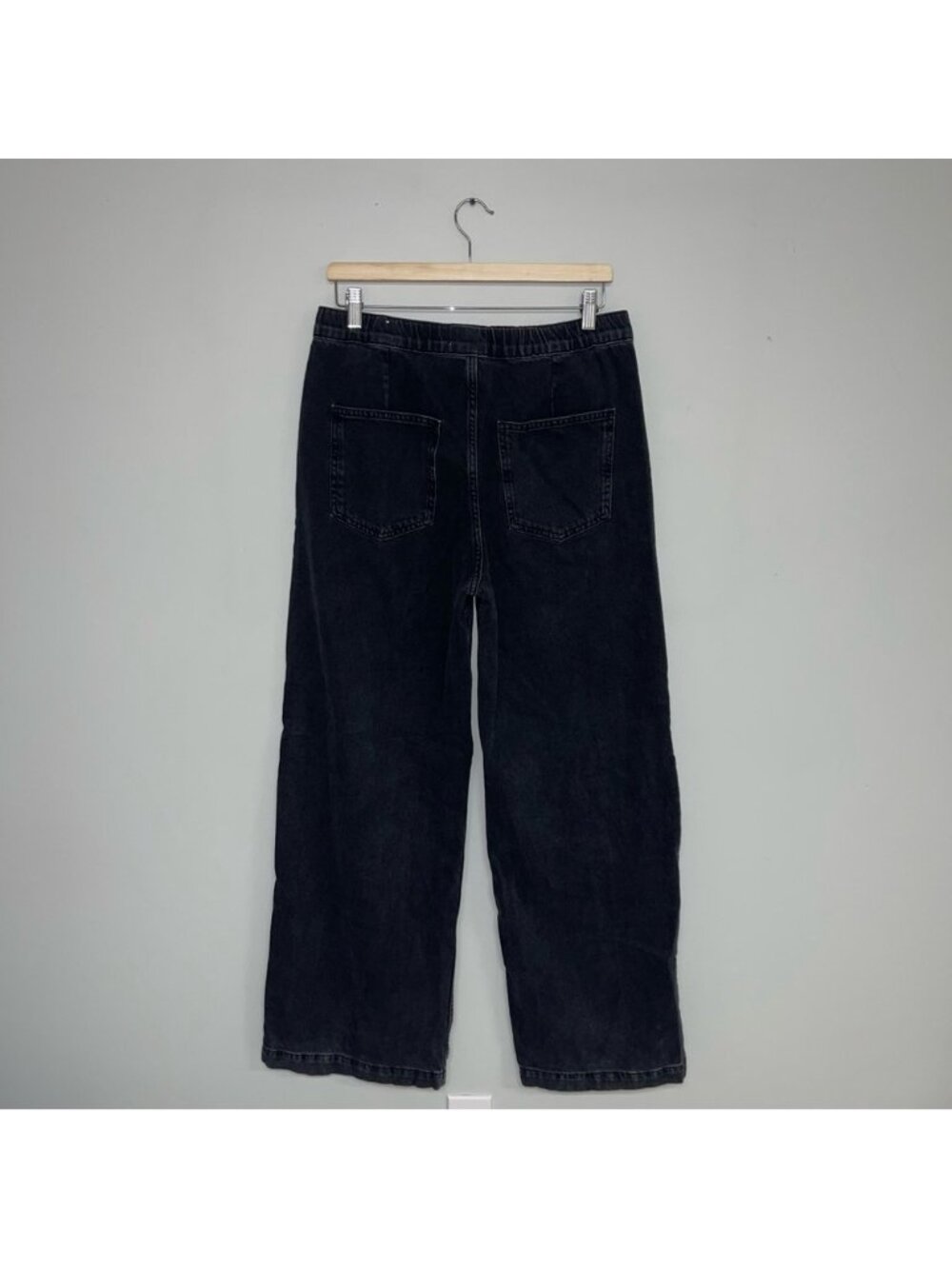Zara Wide Leg Jeans Women’s Large Black Denim High Rise - Picture 9 of 16